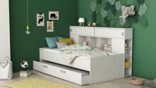 Funktionsbett >Sherwood< in matt weiss aus Holzwerkstoff - 204x109x123cm (BxHxT)