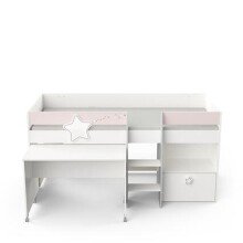 Kinderbett >Savannah< in matt weiss/grau/rosa - 204x103x109 (BxHxT)