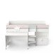 Kinderbett >Savannah< in matt weiss/grau/rosa - 204x103x109 (BxHxT)