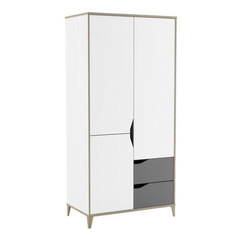 Kleiderschrank >Genius< in matt weiss/hell grau - 89x185x50 (BxHxT)