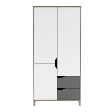 Kleiderschrank >Genius< in matt weiss/hell grau - 89x185x50 (BxHxT)