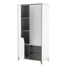 Kleiderschrank >Genius< in matt weiss/hell grau - 89x185x50 (BxHxT)