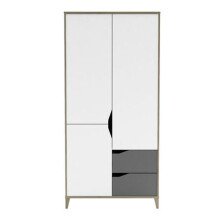 Kleiderschrank >Genius< in matt weiss/hell grau - 89x185x50 (BxHxT)