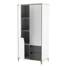 Kleiderschrank >Genius< in matt weiss/hell grau - 89x185x50 (BxHxT)