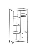 Kleiderschrank >Genius< in matt weiss/hell grau - 89x185x50 (BxHxT)