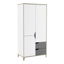 Kleiderschrank >Genius< in matt weiss/hell grau -...