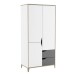 Kleiderschrank >Genius< in matt weiss/hell grau - 89x185x50 (BxHxT)