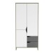 Kleiderschrank >Genius< in matt weiss/hell grau - 89x185x50 (BxHxT)