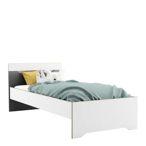 Einzelbett >Genius< in matt weiss/hell grau - 97x79x205 (BxHxT)