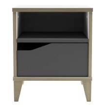 Nachttisch >Genius< in matt weiss/hell grau aus Holzwerkstoff - 37x44x33 (BxHxT)