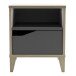 Nachttisch >Genius< in matt weiss/hell grau aus Holzwerkstoff - 37x44x33 (BxHxT)