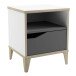 Nachttisch >Genius< in matt weiss/hell grau aus Holzwerkstoff - 37x44x33 (BxHxT)