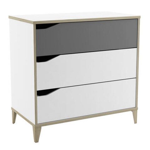 Kommode >Genius< in matt weiss/hell grau aus Holzwerkstoff - 78x76x43cm (BxHxT)