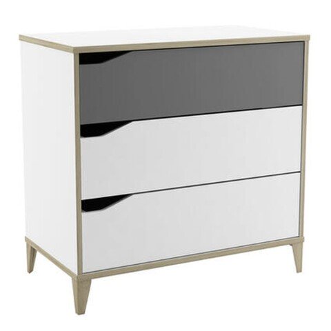 Kommode >Genius< in matt weiss/hell grau aus Holzwerkstoff - 78x76x43cm (BxHxT)