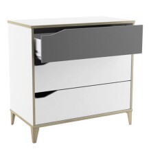 Kommode >Genius< in matt weiss/hell grau aus Holzwerkstoff - 78x76x43cm (BxHxT)
