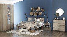 Einzelbett >Pricy 2< in Shannon Eiche aus Holzwerkstoff - 145x79x205cm (BxHxT)