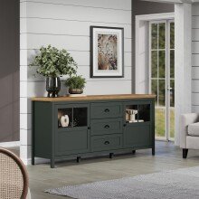 Wohnzimmer-Set >Stanton< in Tannengrün/Eiche aus Holzwerkstoff