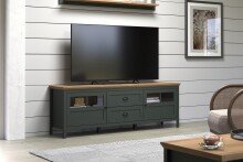 Wohnzimmer-Set >Stanton< in Tannengrün/Eiche aus Holzwerkstoff