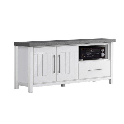 Tv Lowboard >MIAMI< in Weiß/Grau aus Holz - 139,6x59x40cm (BxHxT)