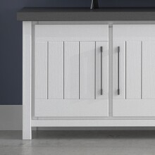 Tv Lowboard >MIAMI< in Weiß/Grau aus Holz - 139,6x59x40cm (BxHxT)