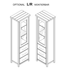 Hochvitrine >MIAMI< in Weiß/Grau aus Holz - 56x190x40cm (BxHxT)