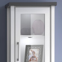 Hochvitrine >MIAMI< in Weiß/Grau aus Holz - 56x190x40cm (BxHxT)
