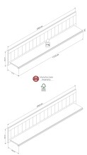 Wandboard >MIAMI< in Weiß/Grau aus Holz - 179x28x25,5cm (BxHxT)