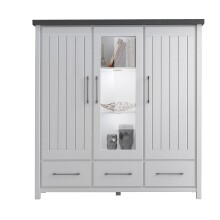 Highboard >MIAMI< in Weiß/Grau aus Holz - 139,6x147x40cm (BxHxT)