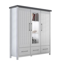 Highboard >MIAMI< in Weiß/Grau aus Holz - 139,6x147x40cm (BxHxT)