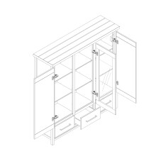 Highboard >MIAMI< in Weiß/Grau aus Holz - 139,6x147x40cm (BxHxT)