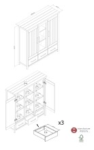 Highboard >MIAMI< in Weiß/Grau aus Holz - 139,6x147x40cm (BxHxT)