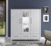 Highboard >MIAMI< in Weiß/Grau aus Holz -...