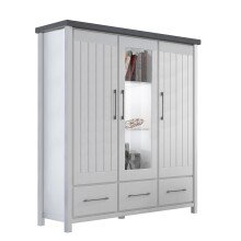 Highboard >MIAMI< in Weiß/Grau aus Holz - 139,6x147x40cm (BxHxT)