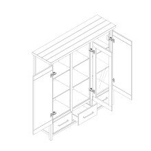 Highboard >MIAMI< in Weiß/Grau aus Holz - 139,6x147x40cm (BxHxT)
