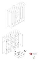 Highboard >MIAMI< in Weiß/Grau aus Holz - 139,6x147x40cm (BxHxT)
