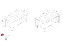 Couchtisch >MIAMI< in Weiß/Grau aus Holz - 120x46,5x60cm (BxHxT)
