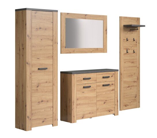 Garderoben-Set >Follow< in Artisan Eiche Melamin - 270x199x35 (BxHxT)