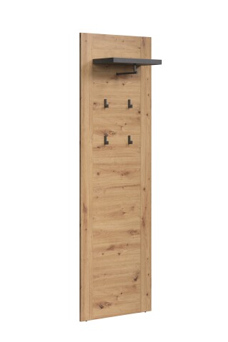 Garderobenpaneel >Follow< in Lichtgrau/Artisan Eiche  - 62x199x26 (BxHxT)