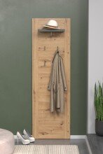Garderobenpaneel >Follow< in Lichtgrau/Artisan Eiche  - 62x199x26 (BxHxT)