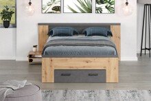 Bettgestell >Follow< in Artisan Eiche Melamin - 190x87x203 (BxHxT)