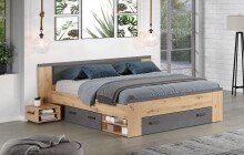 Bettgestell >Follow< in Artisan Eiche Melamin - 230x87x203 (BxHxT)