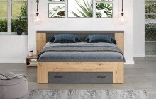 Bettgestell >Follow< in Artisan Eiche Melamin - 230x87x203 (BxHxT)