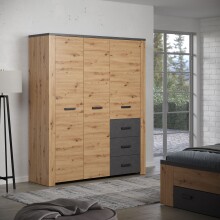 Kleiderschrank >Follow< in Artisan Eiche Melamin - 171x212x60 (BxHxT)