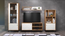 TV-Bank >Touch< in Weiß Matt Tiefzieh - 123x56x40 (BxHxT)