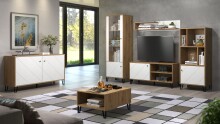 TV-Bank >Touch< in Weiß Matt Tiefzieh - 123x56x40 (BxHxT)