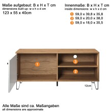 TV-Bank >Touch< in Weiß Matt Tiefzieh - 123x56x40 (BxHxT)