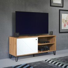 TV-Bank >Touch< in Weiß Matt Tiefzieh - 123x56x40 (BxHxT)