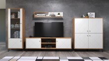TV-Bank >Touch< in Weiß Matt Tiefzieh - 183x56x40 (BxHxT)