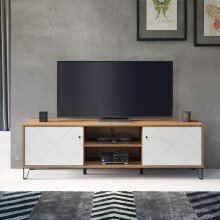 TV-Bank >Touch< in Weiß Matt Tiefzieh - 183x56x40 (BxHxT)