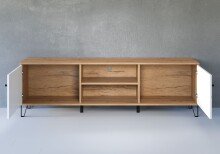 TV-Bank >Touch< in Weiß Matt Tiefzieh - 183x56x40 (BxHxT)